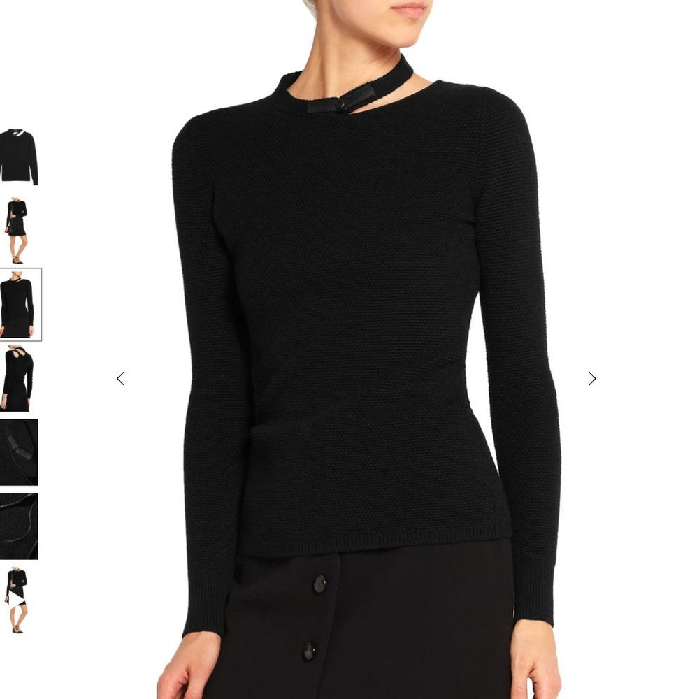 TOM FORD Cutout leather-trimmed wool-blend sweater